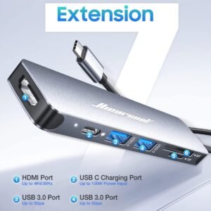 Hiearcool USB C Hub, USB-C Multi-Port Adapter for MacBook Pro